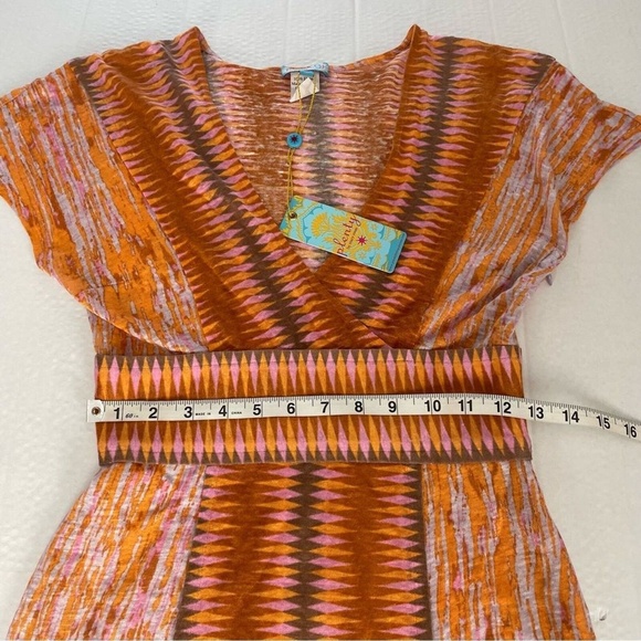 NWT Plenty by Tracy Reece Linen Dress Anthropologie V Neck Cap Sleeve Bohemian 4 - Picture 12 of 14